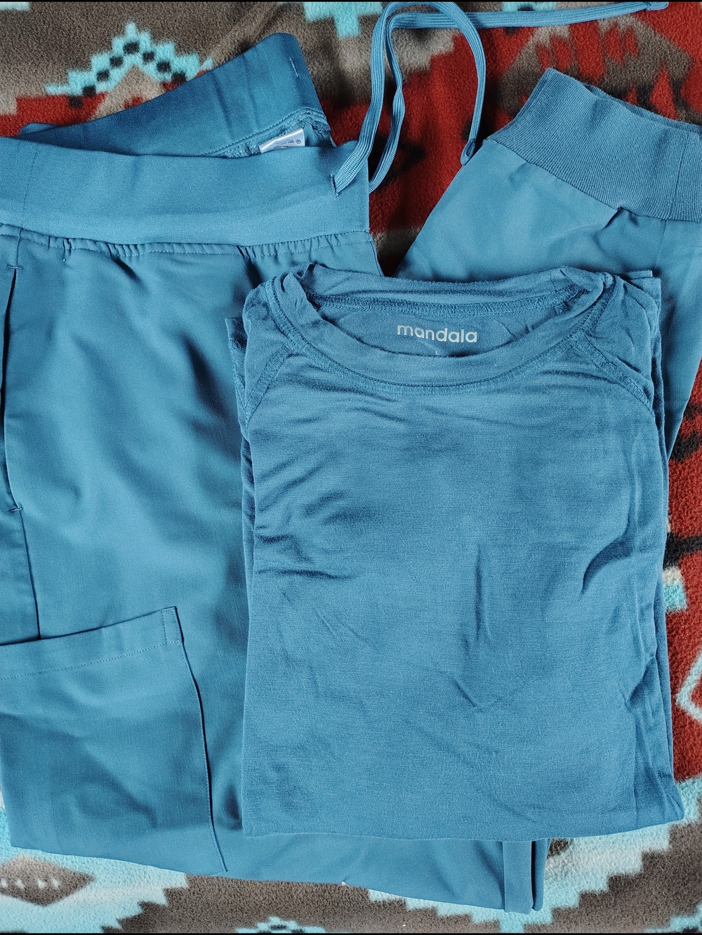 Mandala Women's Scrub Set in Teal Blue